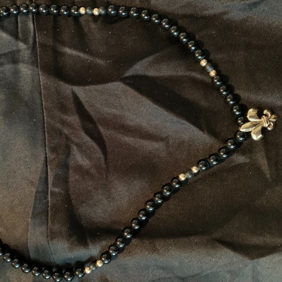 Mignon Faget onyx and gold fleur-de-lis necklace - Picture 7 of 9